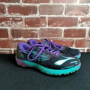 Brooks Pure Cadance 5 Shoes Womens Size 10 Black Purple Teal Running Athletic